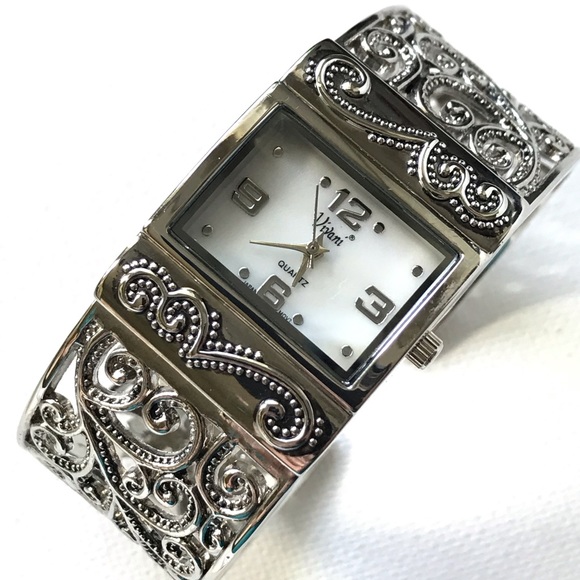 Vivini Mother of Pearl Cuff Bracelet Watch Women's - Picture 2 of 7